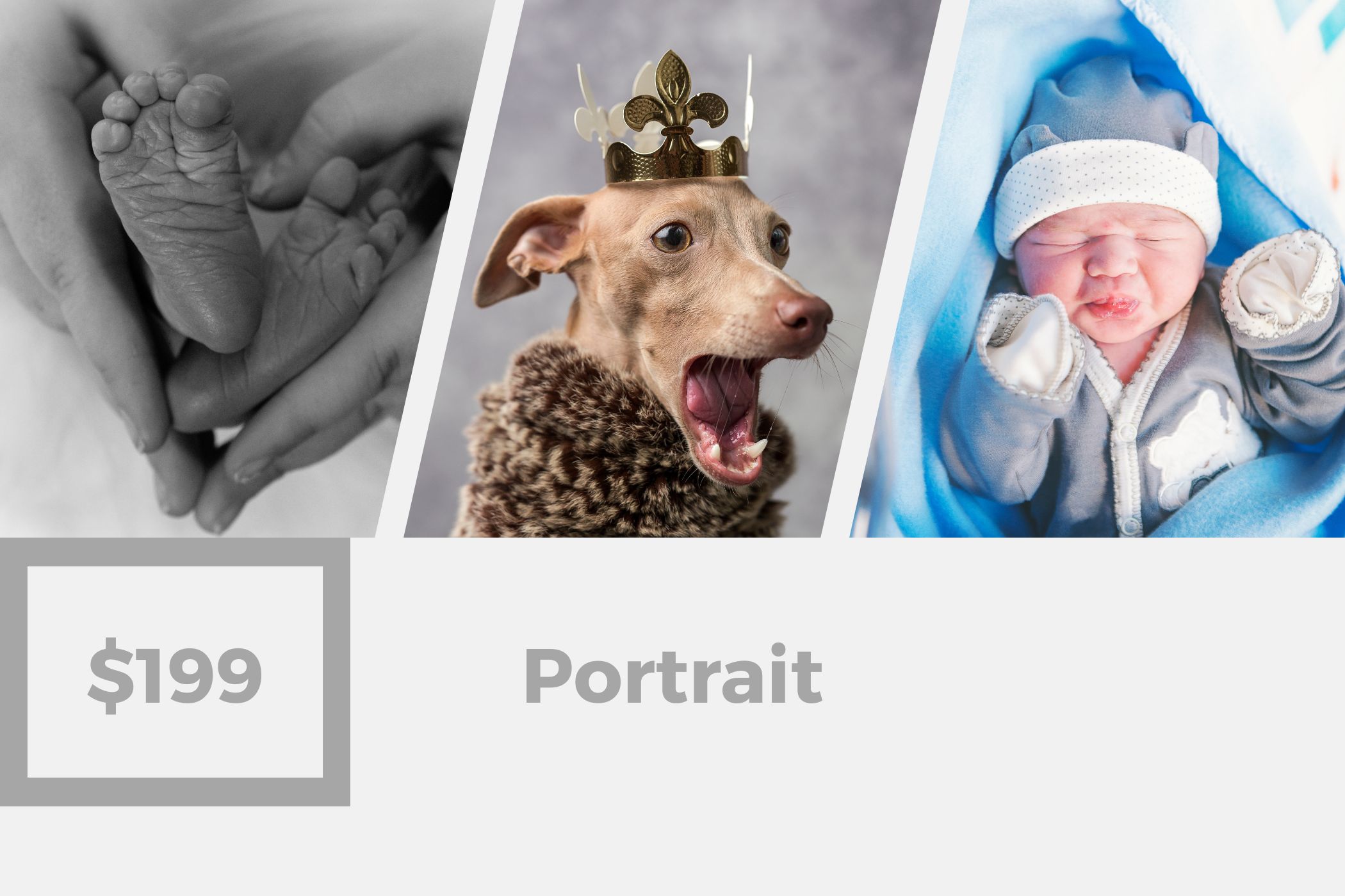 Enjoy a 90-minute studio photoshoot session, 
including 40 beautiful digital images of your choice. 
Additional images are available for just $8 each.